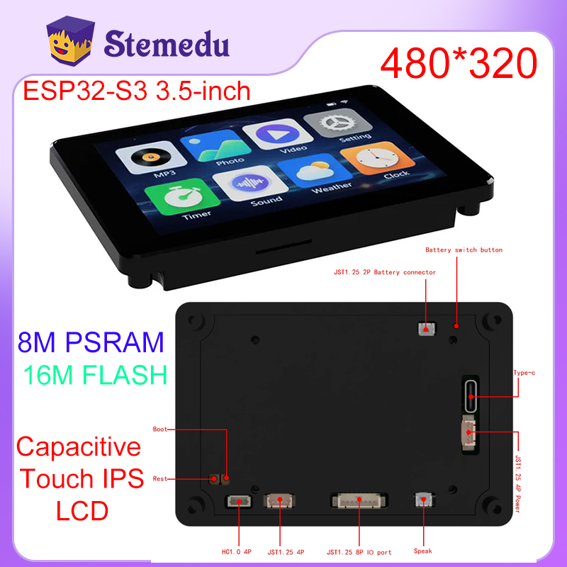 Home Automation Arduino - ミニESP32-S3静電容量式タッチipsモジュール,8m,psram,16m,arduino用フラッシュ,lvgl開発,480x320 lcdスクリーンディスプレイ,diy,3.5インチ