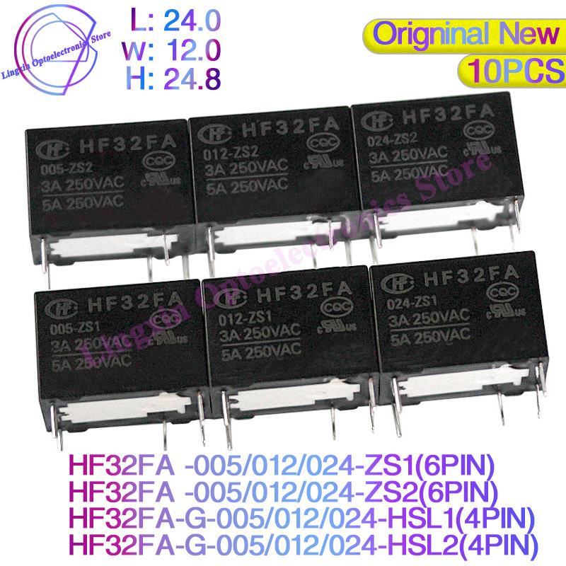 Shelly Relay Module - Hf32fa-g-005 -012-024-zs1-zs3-hsl1-hsl2パワーリレー、4ピン、5ピン、3a、5a、10a、5v、12v、24v、バッチあたり10個,100% オリジナル,新品