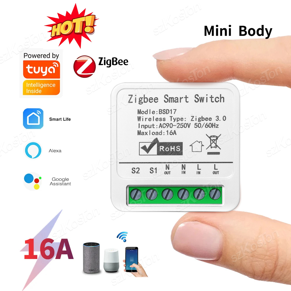 Home Automation Diy - 16A Tuya ZigBeeスマートスイッチモジュール スマートホームオートメーション ミニDIYブレーカーリレー Alexa、Googleスマートライフアプリ対応