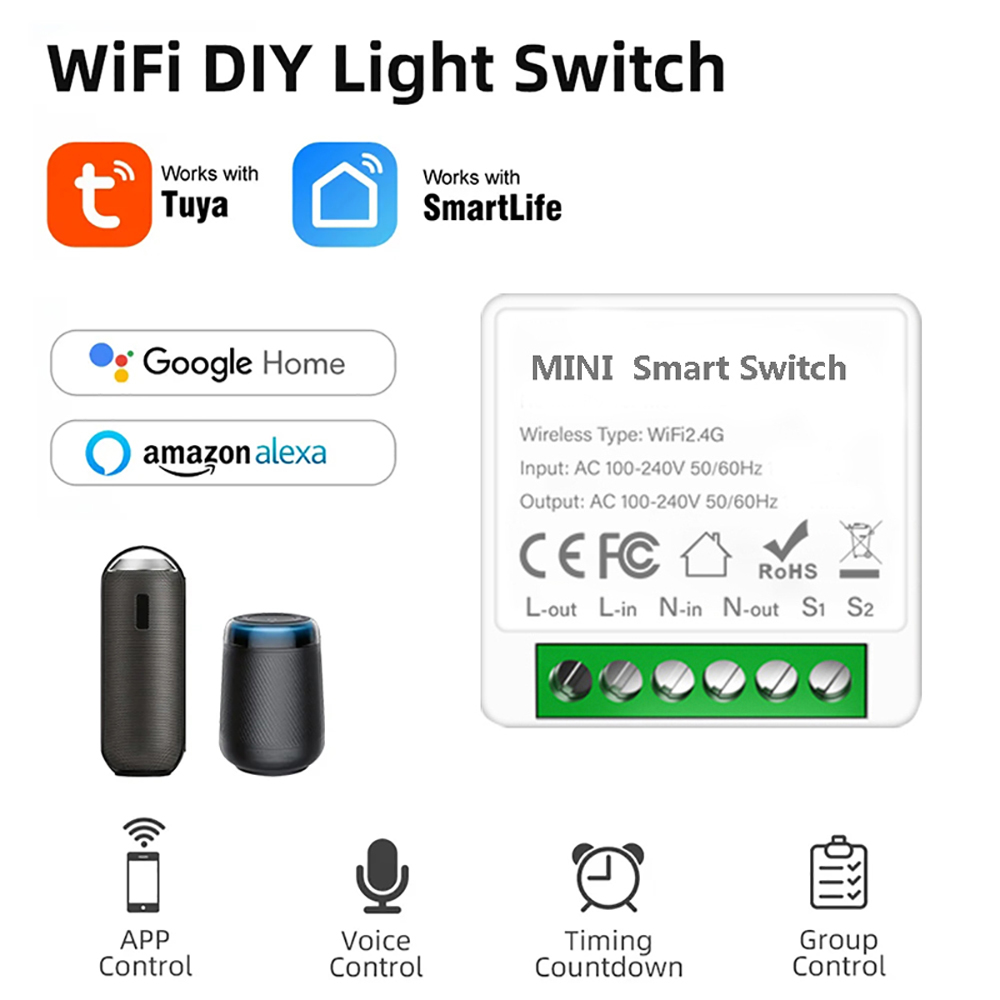 2 ウェイ制御 Tuya ミニ 16A WiFi DIY ス - Home Automation Diy のレビューと価格